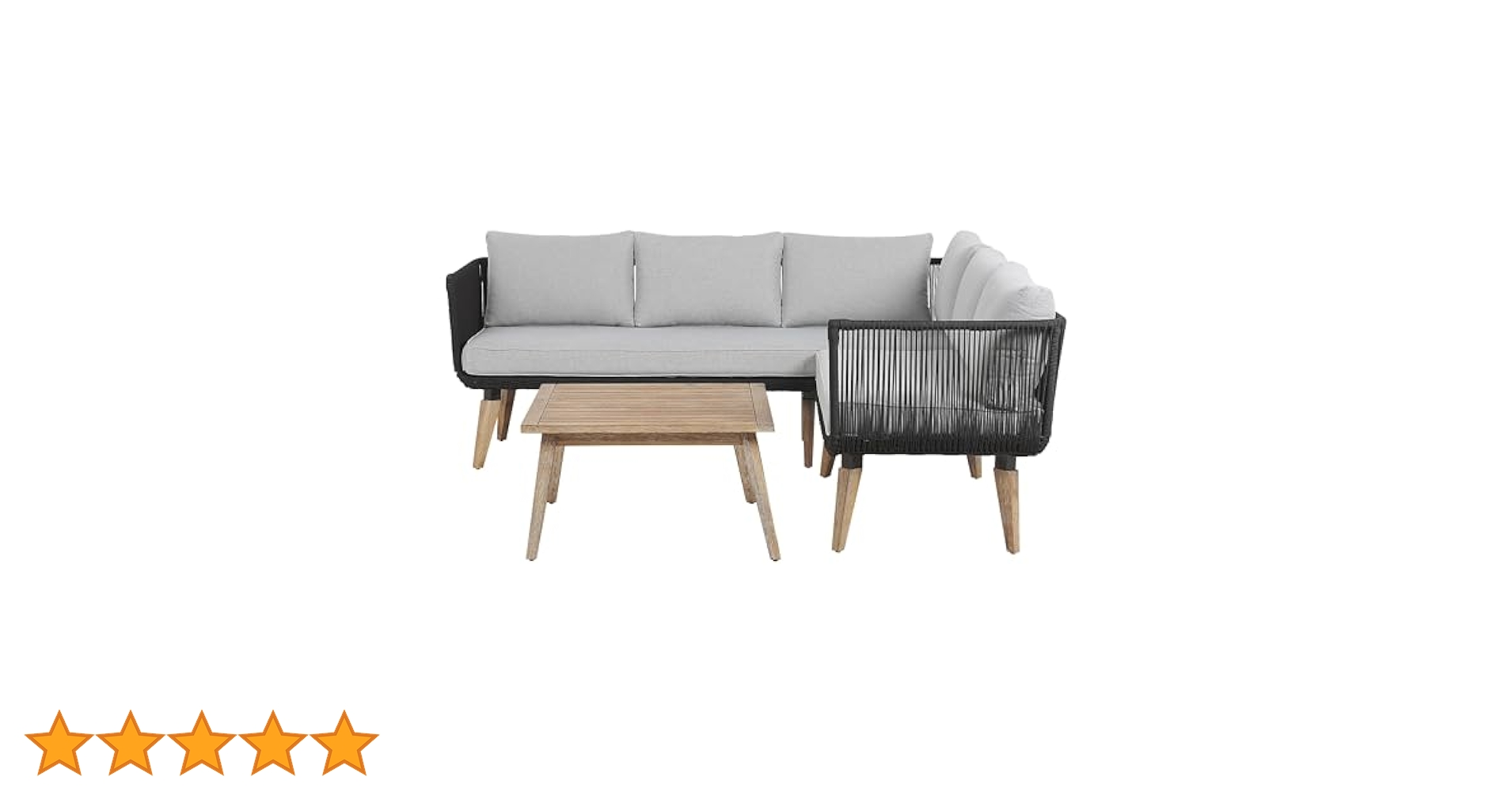 Elements 5 seater grey rope corner sofa set cheap